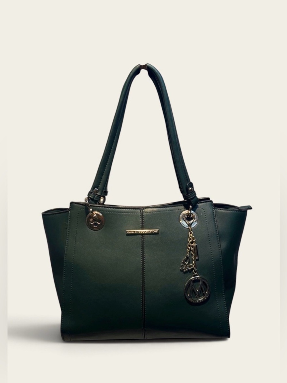 Mia K. Chic Green Tote with Gold Details